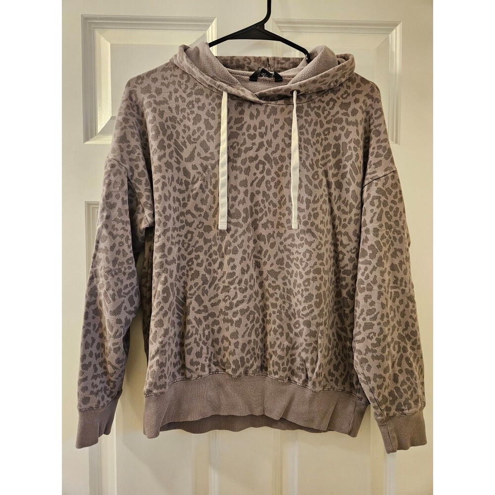 Women's Leopard Print Hoodie Long Sleeve Casual Pullover Sweatshirt Size Small